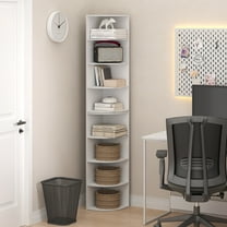 Furinno Econ 8-Tier Corner Shelf Bookcase, Bookshelf, White
