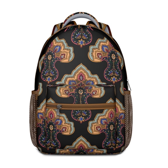 Geometric Paisley Design Waterproof Backpack - Elegant Ergonomic Bookbag for Commuters & Students