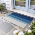 thumbnail image 2 of Navy Blue Ombre Doormat Outdoor Entrance 18"x30", Modern Abstract Art Blue White Striped Absorb Moisture Dirt Door Mats, Non-Slip Rubber Backing Floor Mats Indoor, Low-Profile Front Door Rugs, 2 of 9