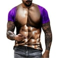 thumbnail image 2 of ALLLIST Going Out Tops for Men Purple Short Sleeve Crew Neck Muscle Printed T-Shirts Gift Graphic Loose Mens T-Shirts, 2 of 6