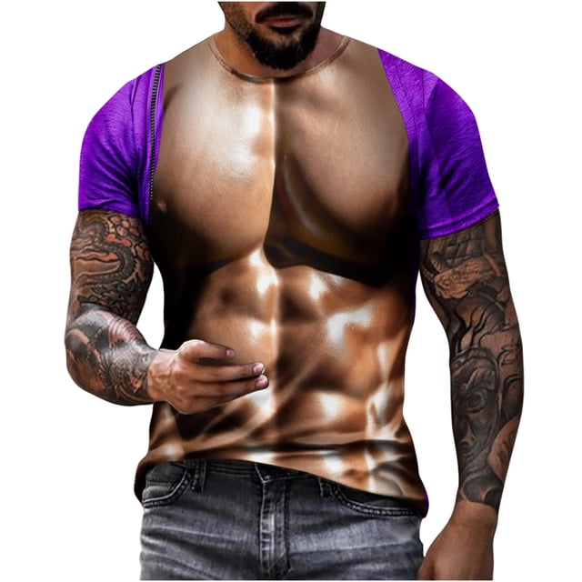 Chemises pour Hommes, T-Shirt Décontracté Imprimé Muscle Tee Graphique Tee Extérieur Quotidien Vacances Manches Courtes Col Rond Chemise Vêtements Printemps Été