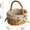 thumbnail image 4 of Cesta de mimbre pequeña para flores Cesta de almacenamiento portátil Cesta de picnic Cesta de flores de ratán tejido Cesta de verduras para frutas y verduras Color madera, 4 of 5