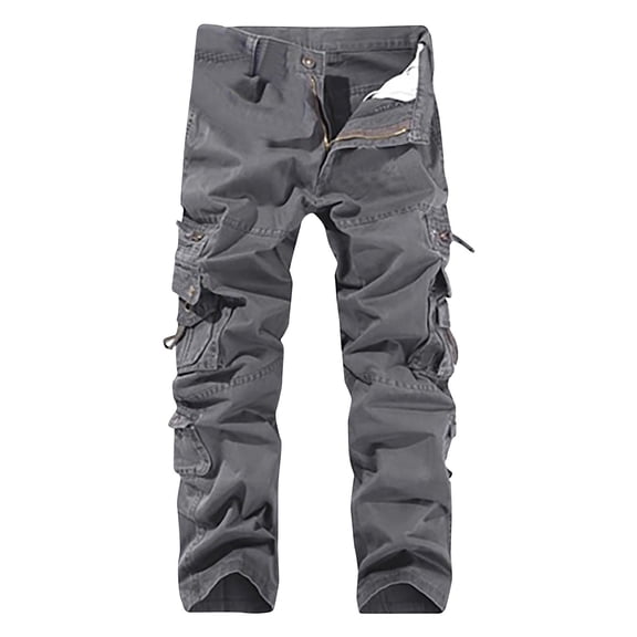 CLOISE Mens Cargo Pants with Pockets Big and Tall Trousers Zipper Straight Leg Baggy Pants Solid Bottoms Casual Clothes