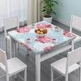 thumbnail image 3 of Square Tablecloth with Elastic Edges 36 * 36 Inch Pioneer Waterproof Pink Paper Peony Flowers Table Cover Washable Indoor and Outdoor for Party Kitchen Dinner Banquet Patio Picnic, 3 of 6