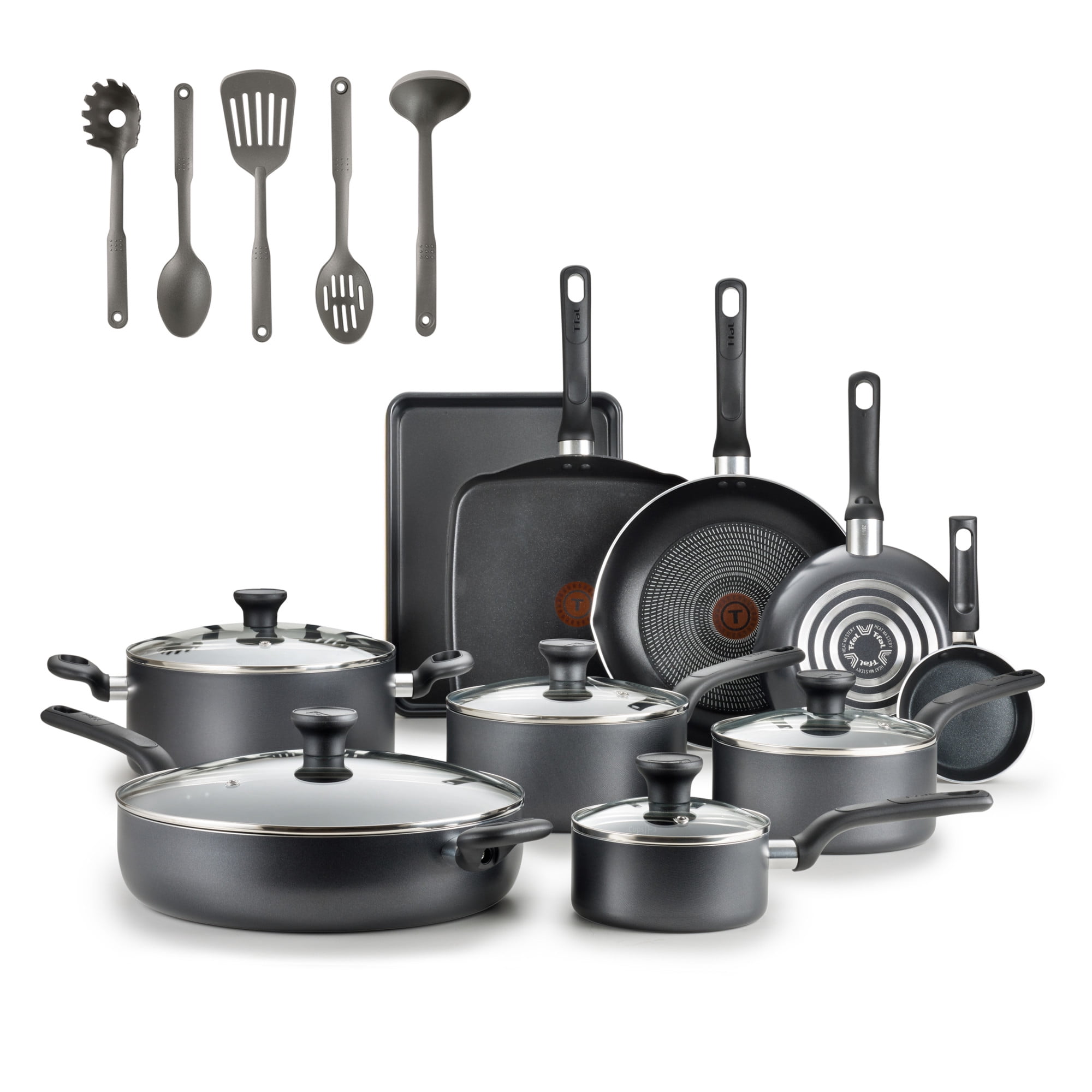 T-fal Easy Care Nonstick Cookware, 20 piece Set, Grey, B087SKDW