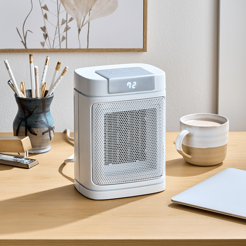 Better Homes & Gardens 1500W Electric Digital Ceramic Heater with ALCI Plug, White