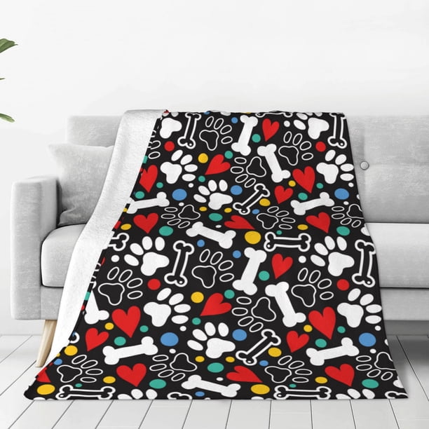 Balery Paw And Bones Manta de Felpa Suave y Acogedora – Cobija de Franela Aterciopelada para Cama, Lavable y Cálida para Sofá, Mascotas, Transpirable-50"x40"