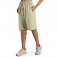 thumbnail image 4 of Summer Hiking Shorts Womens Stretch Lightweight Quick Dry Athletic Comfy Long Shorts with Pockets 12" Khaki S, 4 of 5