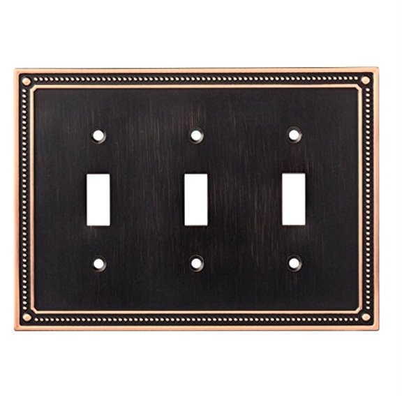 Franklin Brass W35066-VBC-C Classic Beaded Triple Toggle Switch Wall Plate / Switch Plate / Cover, Bronze with Copper Highlights