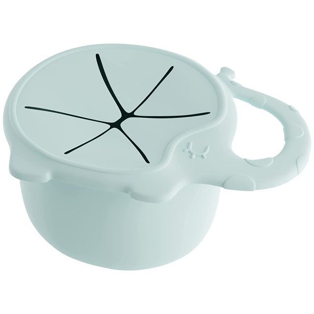 Colector de bocadillos de elefante de silicona 100% de grado alimenticio | Taza contenedora de refrigerios para bebés, niños pequeños y niños | Taza de aperitivos sin derrames | Sin BPA | Taza para