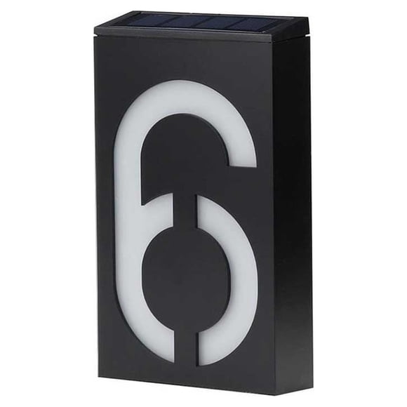 Cateissary Placa de puerta solar digital Luz de gran tamaño Desenchufado Villa Lámpara Tienda Adornos Led Paisaje Placa de noche Placa Iluminación y accesorios Número 6