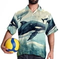 thumbnail image 4 of Whale Men's Short Sleeve Button Down Poplin Hawaiian Shirt for Summer Beach, Casual Printed Unisex Style, 4 of 6