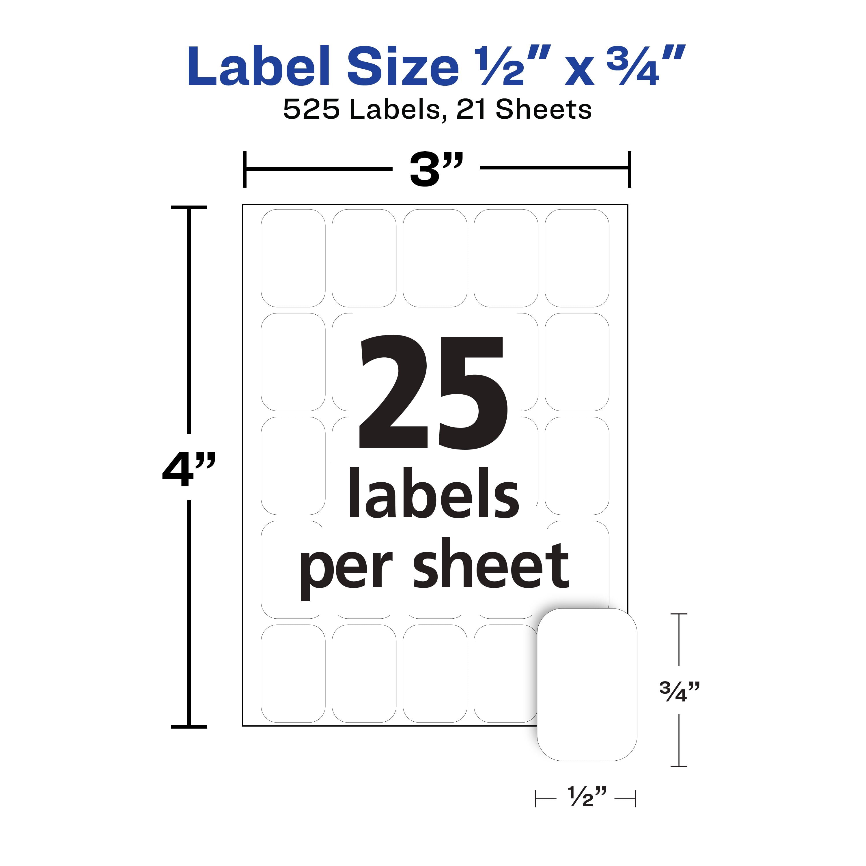 Avery Removable Labels, 1/2" x 3/4", White, 525 Count