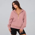 thumbnail image 4 of Stylish Pullover Hoodie with Hood and Zip, Soft Warm Fabric for Comfort, Pocketed Casual Sweater for Women, Easy To Mix With Jeans, Joggers, Shorts Pink, 4 of 5