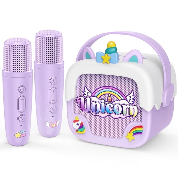 Mini Karaoke Machine for Kids, Unicorn Gifts for Girls Age 6-8, Bluetooth Microphones for Kids, 3 4 5 6 Year Old Girls Gift Musical Toys