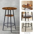 thumbnail image 2 of 3 Piece Bar Table Set, Modern Round Bar Table with Stools & Wood Shelf for 2 Kitchen Counter Height Wood Top Bistro for Breakfast Nook Living Room Small Space Restaurant, Rustic Brown, 2 of 6