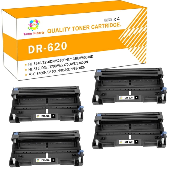Toner H-Party Compatible Drum Unit Replacement for Brother DR-620 HL-5240 5250DN 5280DW 5340DRT 5350DN 5370DWT, MFC-8460N 8670DN 8860DN 8680DN 8690DW 8880DN, DCP-8080DN 8065DN 8085DN (Black,4-Pack)