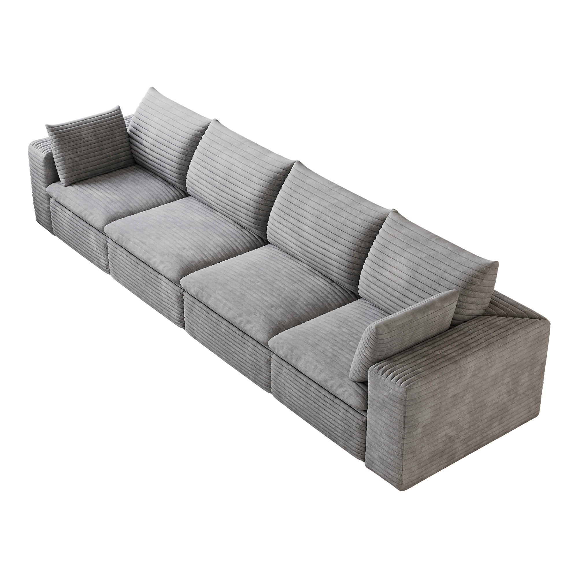 MAYEERTY 134 Inch Cloud Modular Sofa, Corduroy Deep‑Seat Couch with Double‑Layer Removable Cushions, No‑Assembly DIY Combination Sponge Sofa for Living Room Bedroom Conference Room Apartment