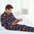 thumbnail image 6 of Sikiie colorful mushroom Skull Mens Pajama Set, Soft Warm Long Sleeve Sleepwear, Cozy Button-Down Pjs for Men-Large, 6 of 7