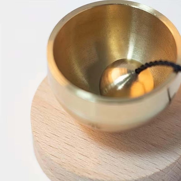 Mini Singing Bowl Set with Clear Healing Tones - Calming for Christmas & Winter Yoga & Meditation, Brass Bowl for Stress Relief, Spiritual Holiday Gift & Home Decor, Beechwood Handheld, Brown