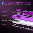 thumbnail image 4 of Meshine Phone Case for iPhone 14 Pro Max,Glow in The Dark Three Layer Heavy Duty Shockproof Full Body Protection Hard Plastic Bumper+Soft Silicone Protective Case,Purple Rose, 4 of 8