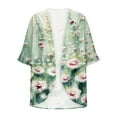 thumbnail image 5 of jsaierl Women Floral Print Lightweight Chiffon Kimono Cardigan Short Sleeve Loose Beach Wear Cover Up Blouse Top, 5 of 6