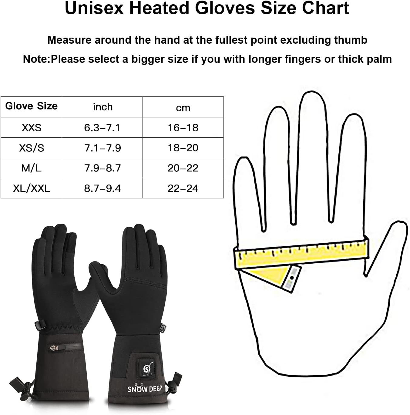 SNOW DEER Heated Glove Liners Men Women,Rechargeable Battery Heated Motorcycle Ski Snow Warmer Gloves