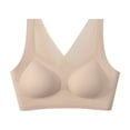 thumbnail image 4 of WCJM Beige High Waist Bra and Panty Set Yoga Bras for Women No Padding with Adjustable Back Hooks V-Neck Basic Wireless Racerback Bra Low Support Workout Sports Bra, 4 of 5