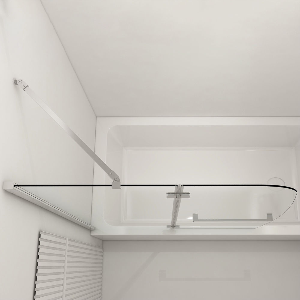 Kepooman 48 X 48 X 57" Bathroom H Frameless Folding Tub Screen in Chrome, Clear Kepooman 48 X 48 X 57" Bathroom H Frameless Folding Tub Screen in Chrome, Clear