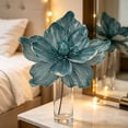thumbnail image 4 of Torqee Artificial Poinsettia Flowers,Christmas Fake Floral Stems with Velvet Petals,Red Berry Winter Holiday Wedding Home Decor,Blue,12.6x8.7in, 4 of 5