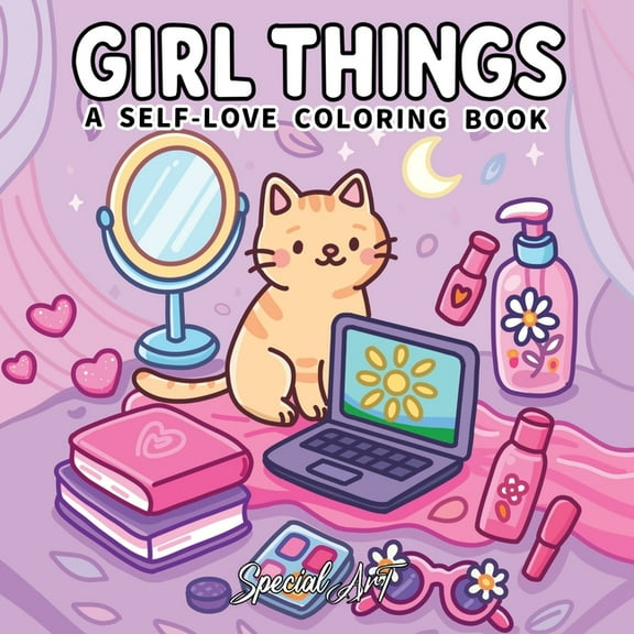 Coloring Books Girl Things: A Coloring Book for Adults and Teens Featuring Self-Love Rituals, Beauty Accessories and Cozy Lifestyle Sce, Book 4, (Paperback)