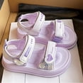 thumbnail image 2 of Staki Girls Sandals Summer Shoes Open Toe Elastic Back Strap Sandals Flat for Little Kids Big Kids Purple,1.5 Big Kid, 2 of 9