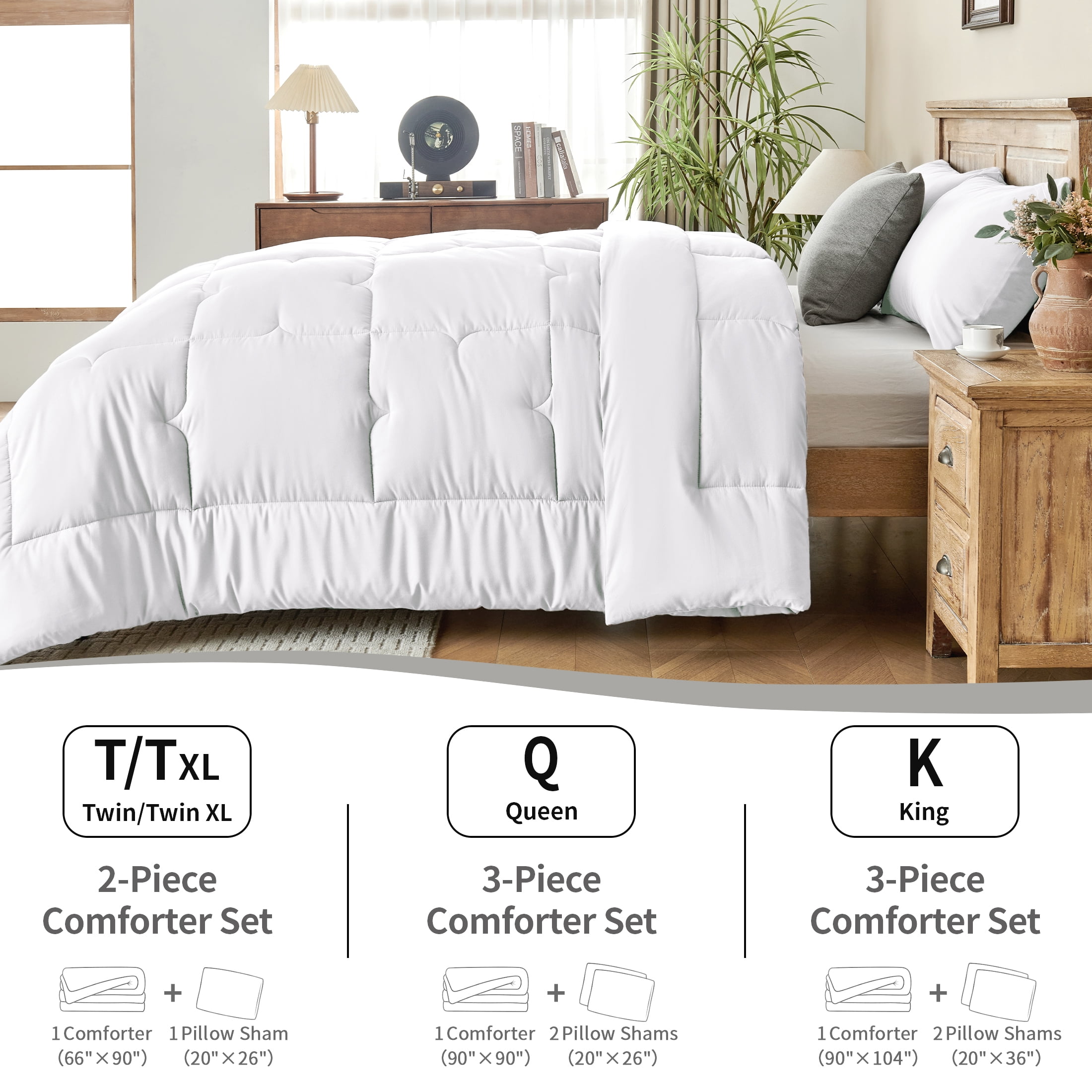 CIVETET 2-Piece Twin/Twin XL Comforter Set - All-Season Down Alternative Bedding Bundle with Pillow Sham, Premium Soft Bedding Set Machine Washable
