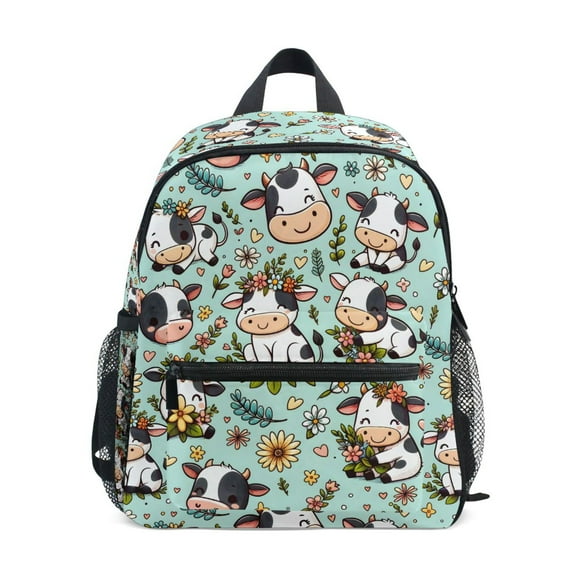 ALAZA Cute Cow with Flower School Backpack Small Bookbag Mini Bags