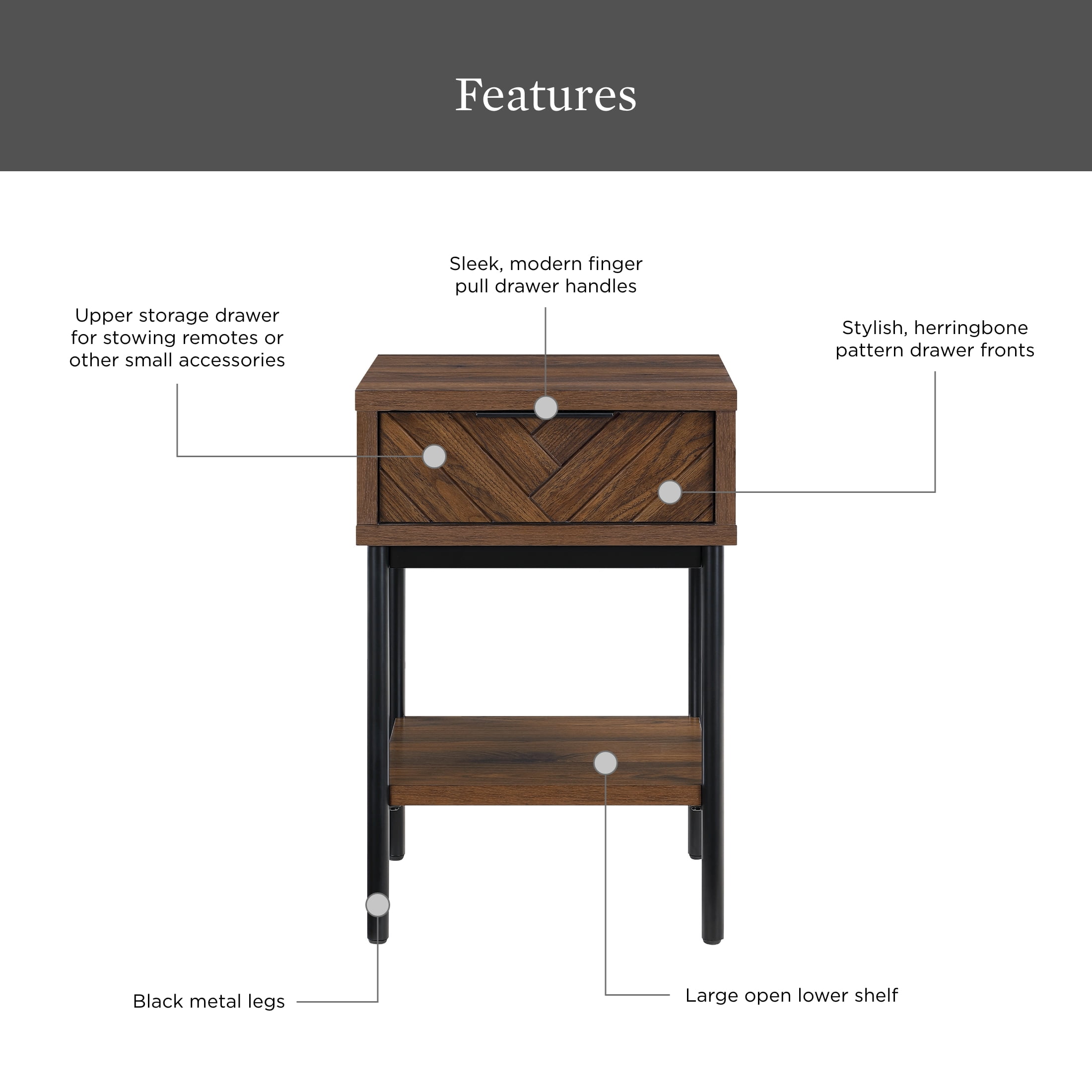 Better Homes & Gardens Wyatt Geo End Table, Walnut Finish Better Homes & Gardens Wyatt Geo End Table, Walnut Finish