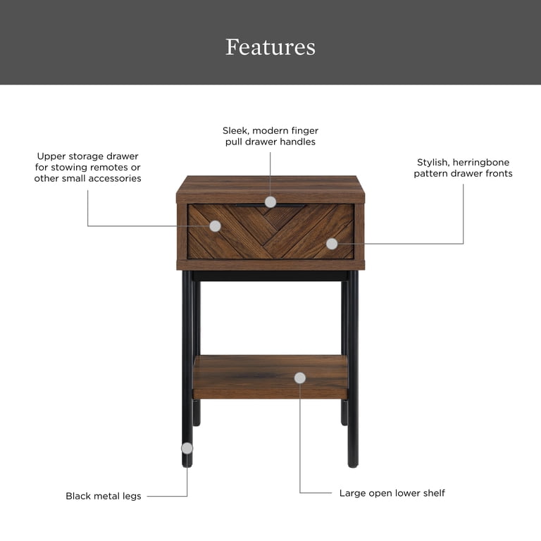 Better Homes & Gardens Wyatt Geo End Table, Walnut photo 2