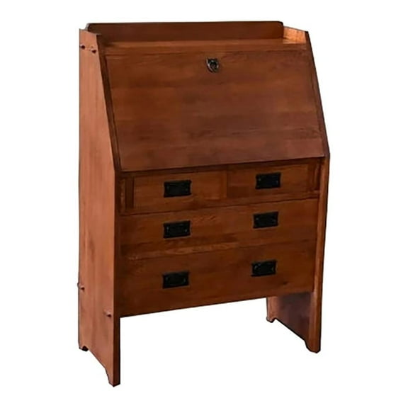 Pemberly Row Traditional Wood Secretary Desk in Light Brown Finish