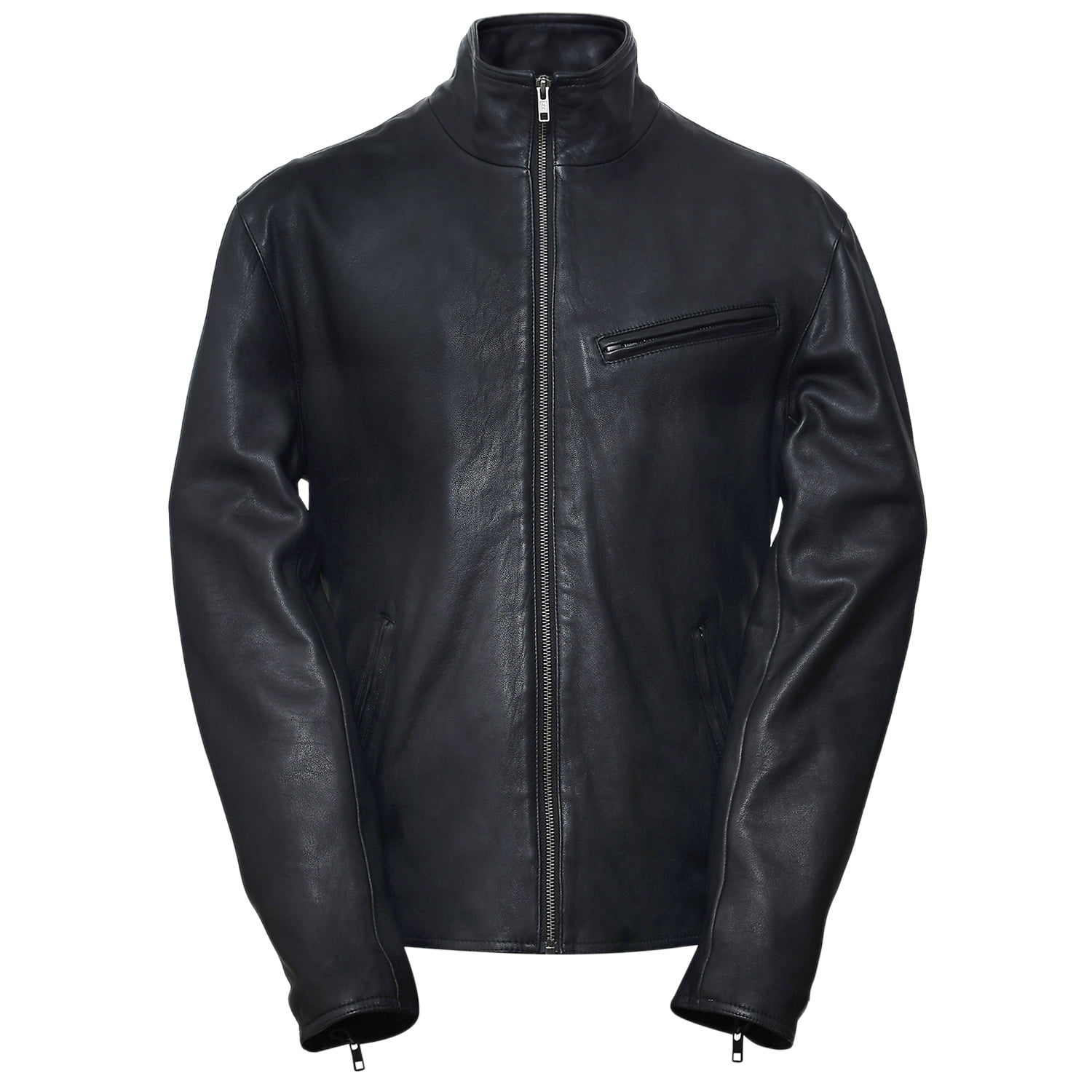 Pure Leather Slim Fit Lambskin Jacket Men Classic Rider Casual Collar