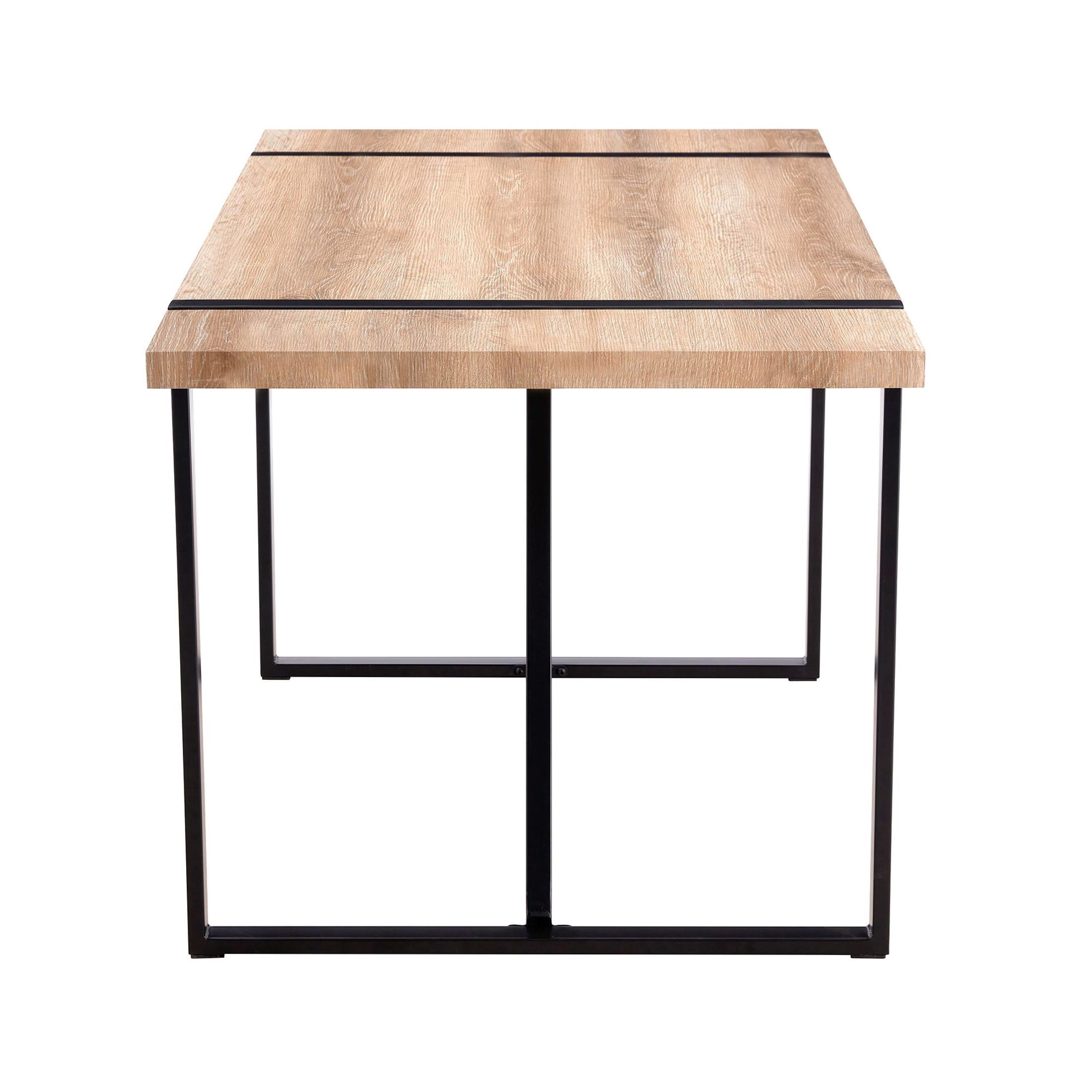 Noble House 55" Modern Dining Table and Chairs, MDF Wooden Top, Black Metal Legs, Rustic Industrial, Dark Gray