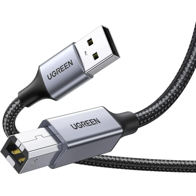 UGREEN Cable Impresora Largo USB 2.0 Tipo A a Tipo B, Cable USB a B de Nylon para Connectar Impresora HP, Epson, Brother, Lexmark, EscAner, Disco Duro, Fotografia Digital (2M)