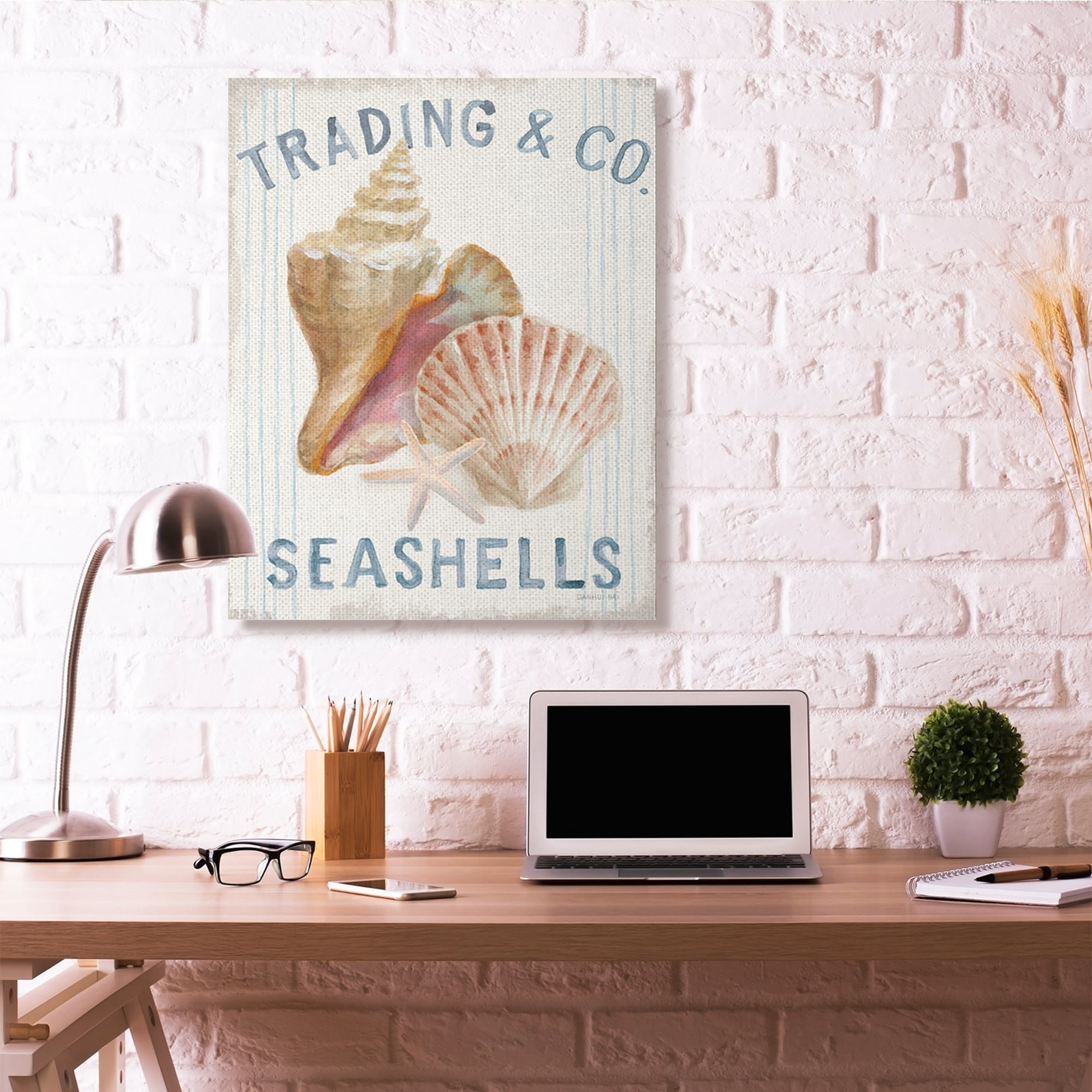 Stupell Home Décor Seashells Beach Ocean Word Design Canvas Wall Art by Danhui Nai