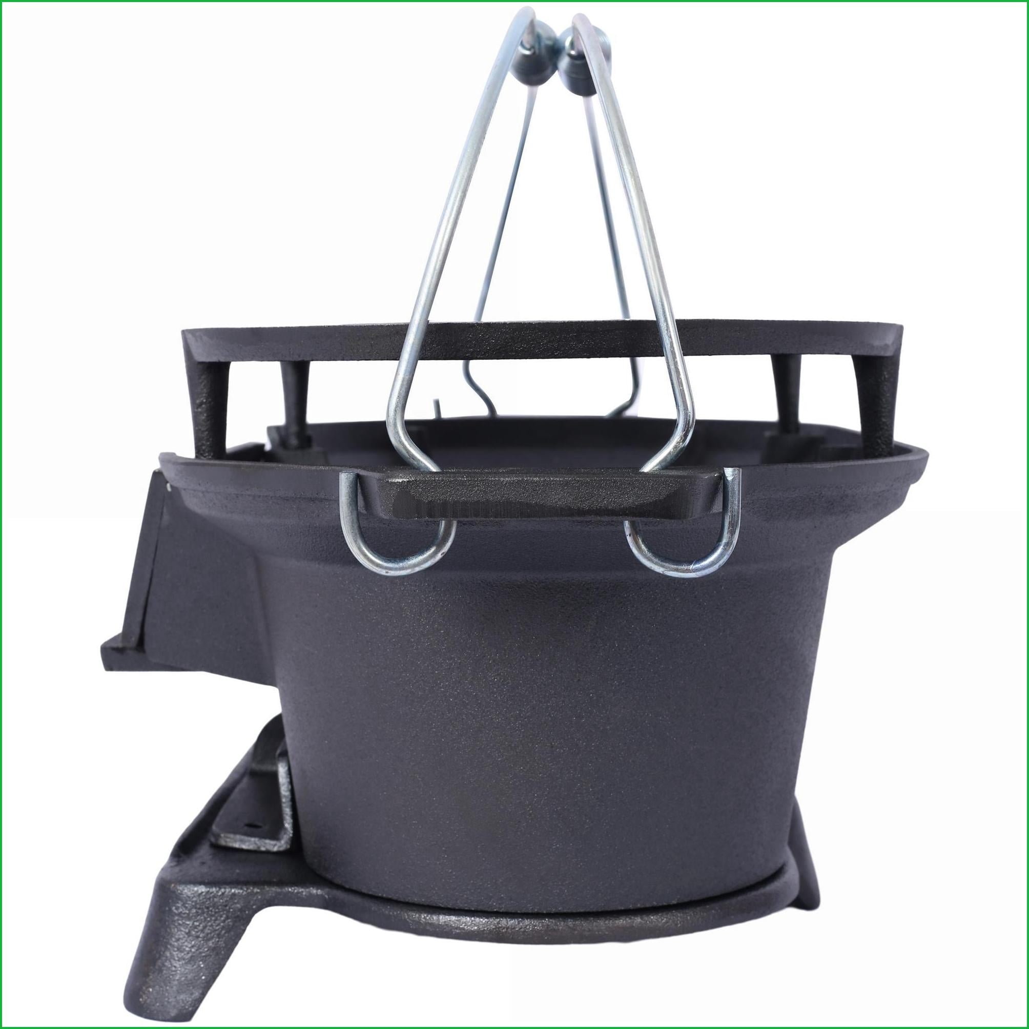 GrillSmokers | Portable Oval Enameled Tabletop Charcoal Grill, For Camping Tailgating Picnics | Black | Cast Iron