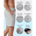thumbnail image 4 of Athletic Shorts For Men 3 Pack Casual Shorts 8" Basketball Gym Shorts With Zipper Pockets Black, Charcoal, Heather Gray Size L, 4 of 8