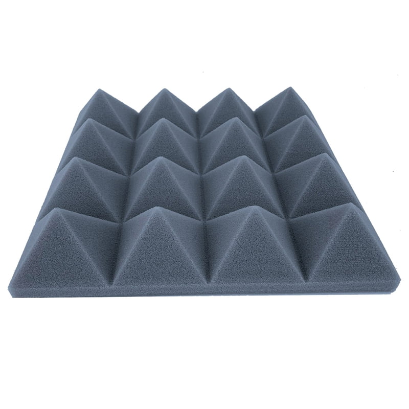 48Pcs 25X25X5Cm Studio Acoustic Soundproof Foam Pyramid Noise Insulation Sound Absorption Treatment Panels Black+Gray,48 x Acoustic foam,Black&Gray