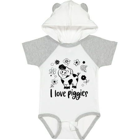 

Inktastic I Love Piggies Cute Pig and Flowers Gift Baby Boy or Baby Girl Bodysuit