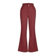thumbnail image 4 of WREESH Womens Flare Leggings Fashion Comfortable Solid Color Pocket Casual Flared Pants Wine, 4 of 7