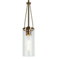 thumbnail image 4 of LNC Polished Dark Gold Modern Textured Glass Cylinder LED Mini Hanging Pendant Light, 4 of 17
