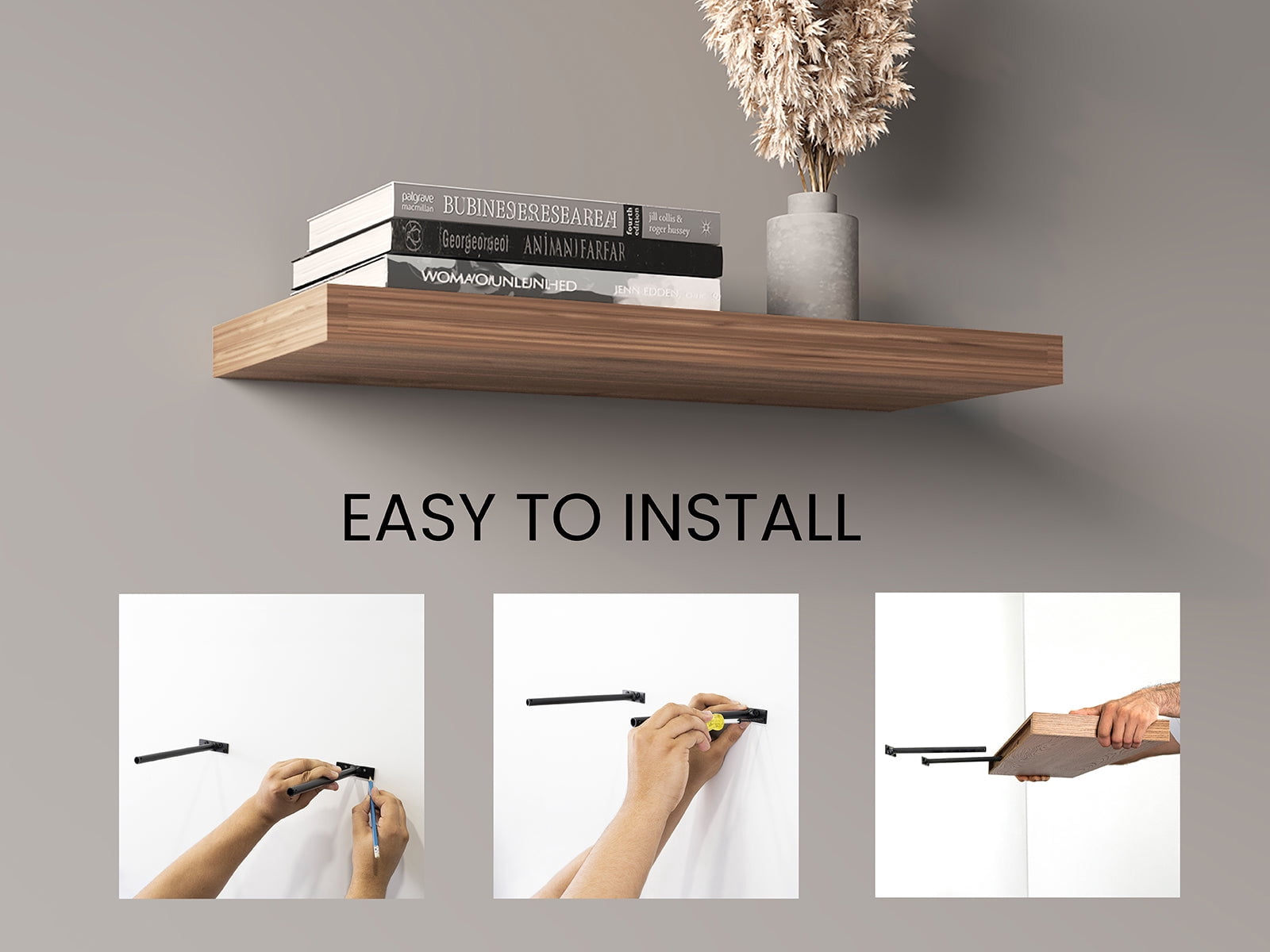 Ecco 31.5" Wide Floating Shelves Set of 2 Engineered Wood Light Brown