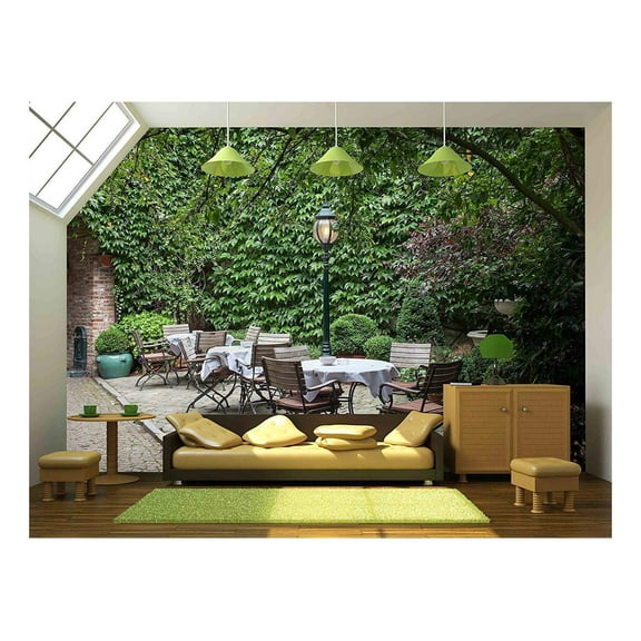 wall26 - Small Cafe in Bruges, Belgium - Removable Wall Mural | Self-Adhesive Large Wallpaper - 66x96 inches