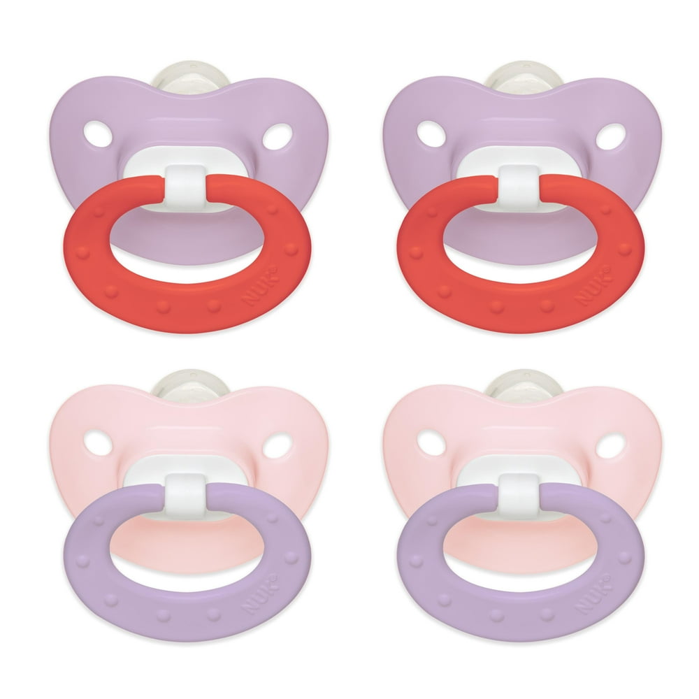 NUK Juicy Orthodontic Pacifiers, Set of 4, Silicone, 06 Months, Girl